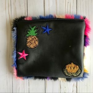 Fur and Patches Makeup Bag
